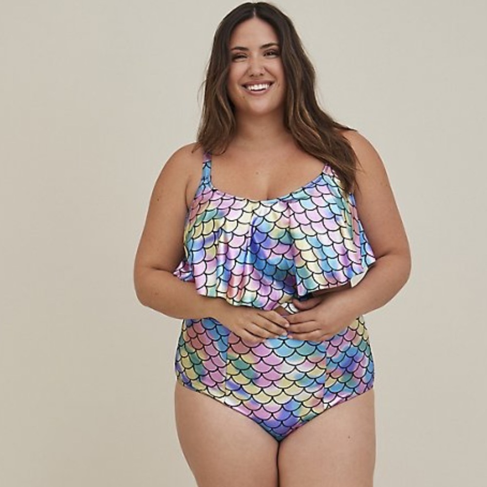Torrid Mermaid Flounce Bikini Top & High Waisted Bottom